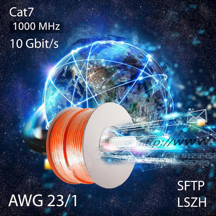 CAT 7 Verlegekabel (Duplex) 1000 Mhz Netzwerkkabel CAT.7 LAN Halogenfrei Installationskabel CAT7 Kab