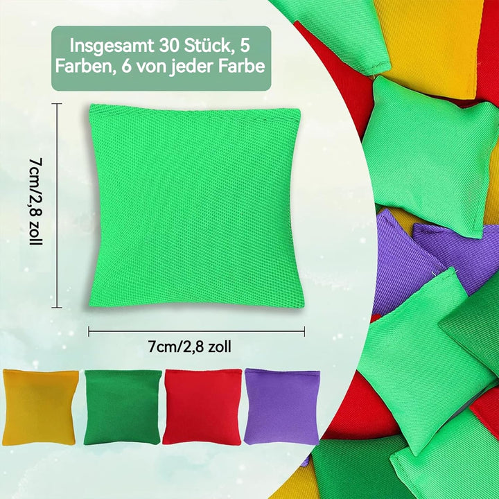 30 Stück Cornhole Säckchen, 7 x 7cm Cornhole Bean Bags, Dosenwerfen Nylon Sitzsäcke Werfen, Quadrati
