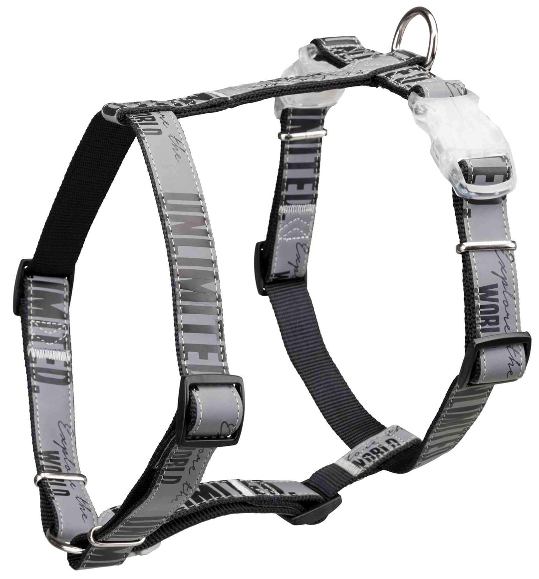 Trixie 12331 Explore H~Geschirr mit Flasher Schnalle, XS–S: 30–44 cm/20 mm, schwarz, XS–S: 30–44 cm/