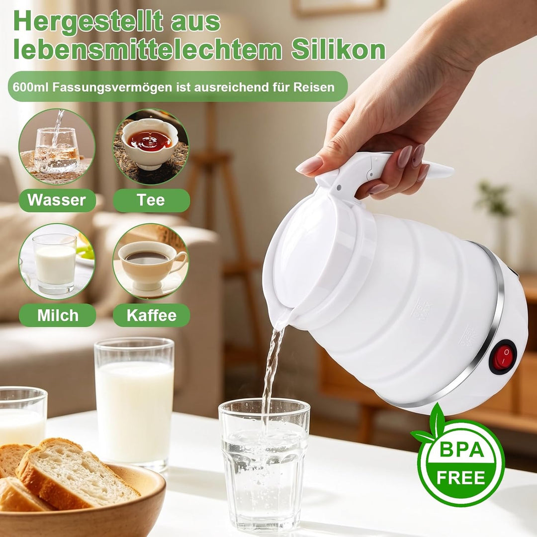 Faltbarer Wasserkocher Klein Reisewasserkocher Mini Reise Wasserkocher | 0,6 Liter Faltbar Kleiner W
