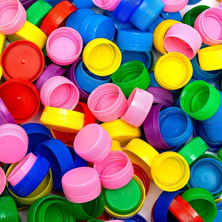 100 Stück Bunt Flaschenverschluss Plastik Flaschendeckel, DIY Flasche Abdeckung, 3 cm, dekorative DI