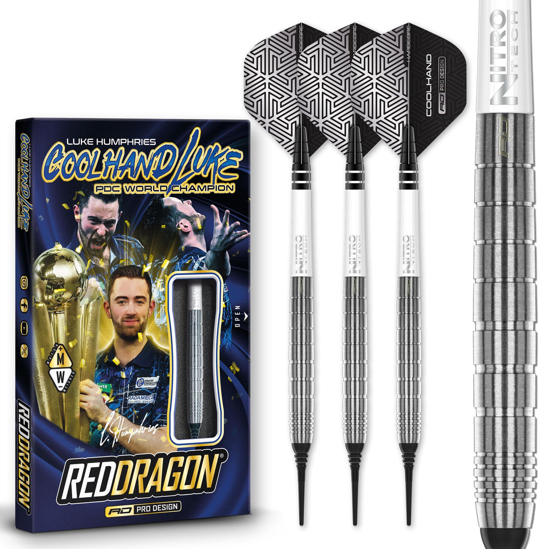 RED DRAGON Luke Humphries TX Softip Serie Premium Wolfram Dart Set mit Flüge und Schäften 18G 1, 18G