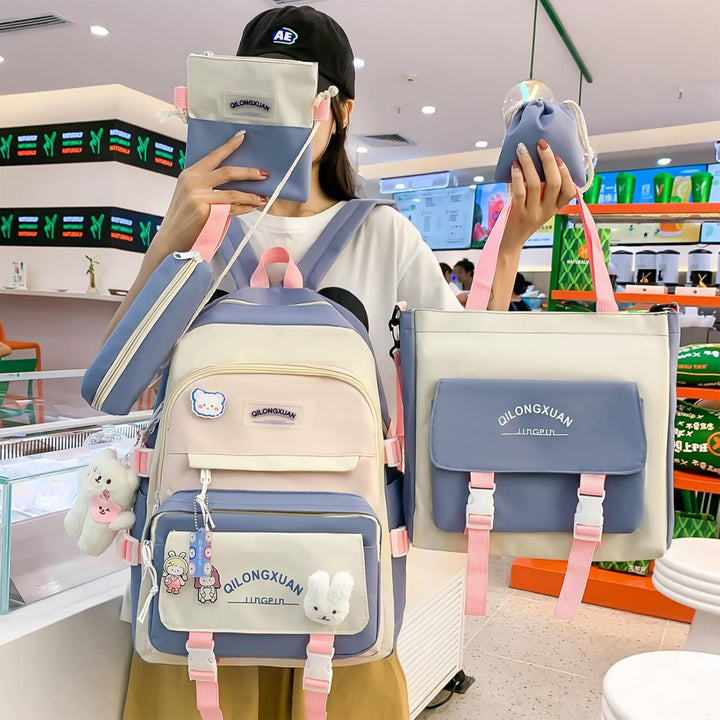 IvyH Schulranzen-Set 5-teilig, Schultasche Mädchen Rucksack Schule Teenager Schulrucksack für Mädche