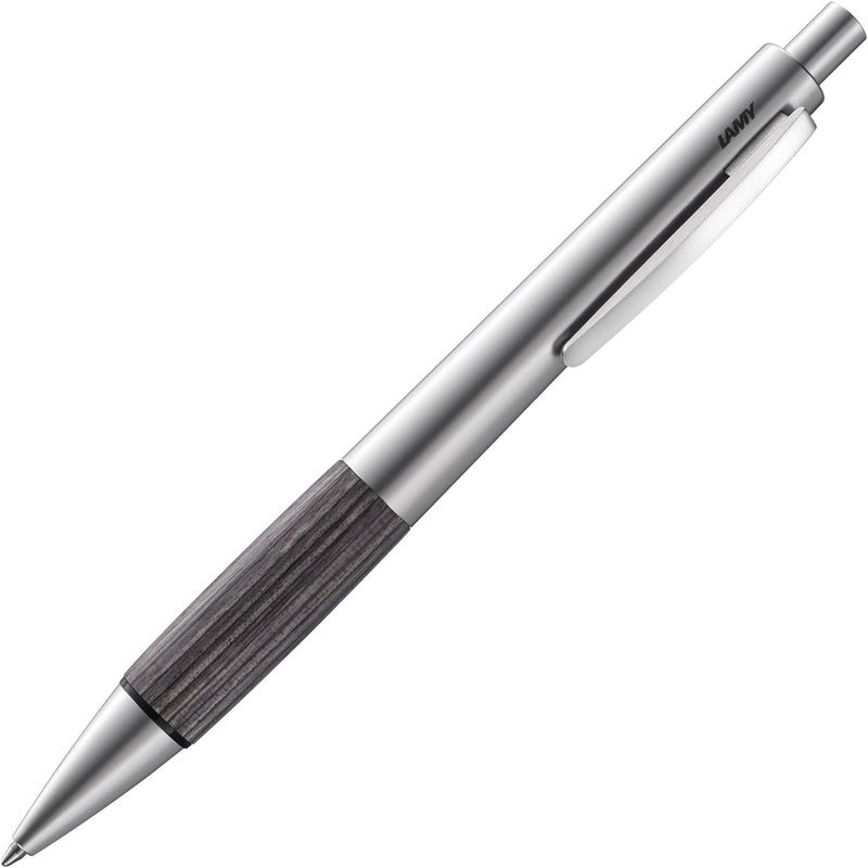 Lamy accent Kugelschreiber 296 – Aluminiumfarbener Kuli mit austauschbarem Achat-grau Holzgriffstück