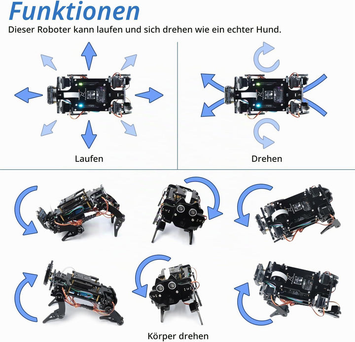 FREENOVE Robot Dog Kit for ESP32-WROVER (Included), Camera, Walking, Ultrasonic Ranging, Touch Senso