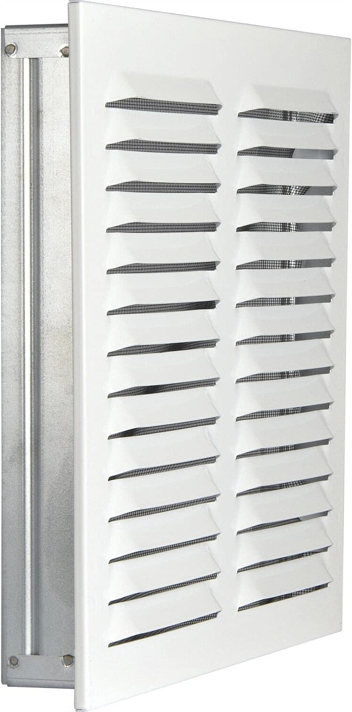 Upmann 56364 Wetterschutzgitter eckig mit Einbaurahmen/Klemmfeder 320 x 320 mm, Material: Stahl weis