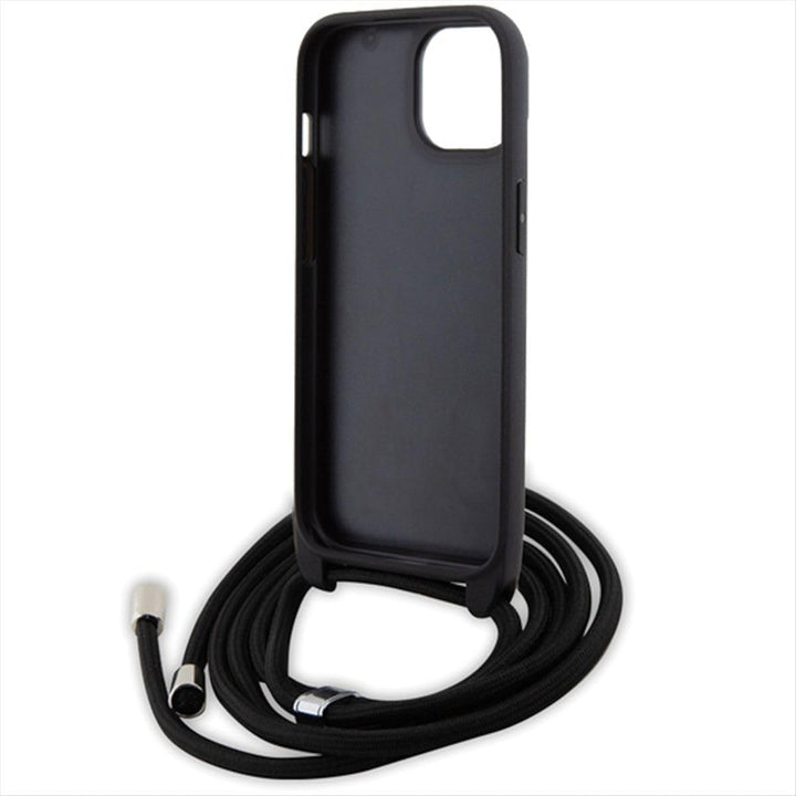 KARL LAGERFELD KLHCP15SSASKNPSK Hülle für iPhone 15 6.1" hardcase Schwarz Crossbody Saffiano Monogra