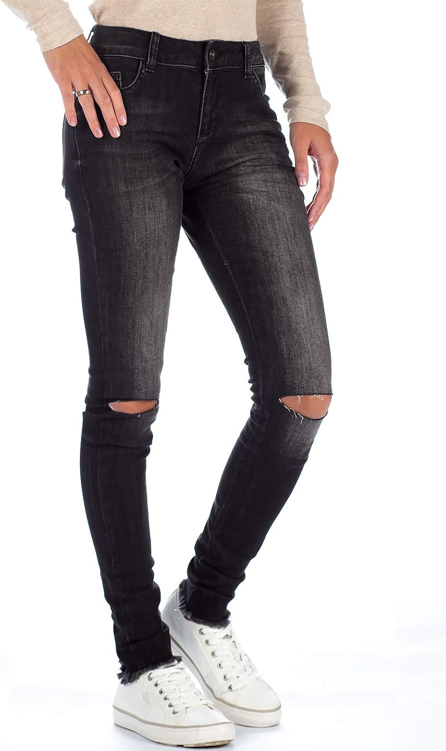 Cipo & Baxx Damen Slim Fit Jeans Hose Hüftjeans Skinny Stretch 29W / 34L Schwarz - 43, 29W / 34L Sch