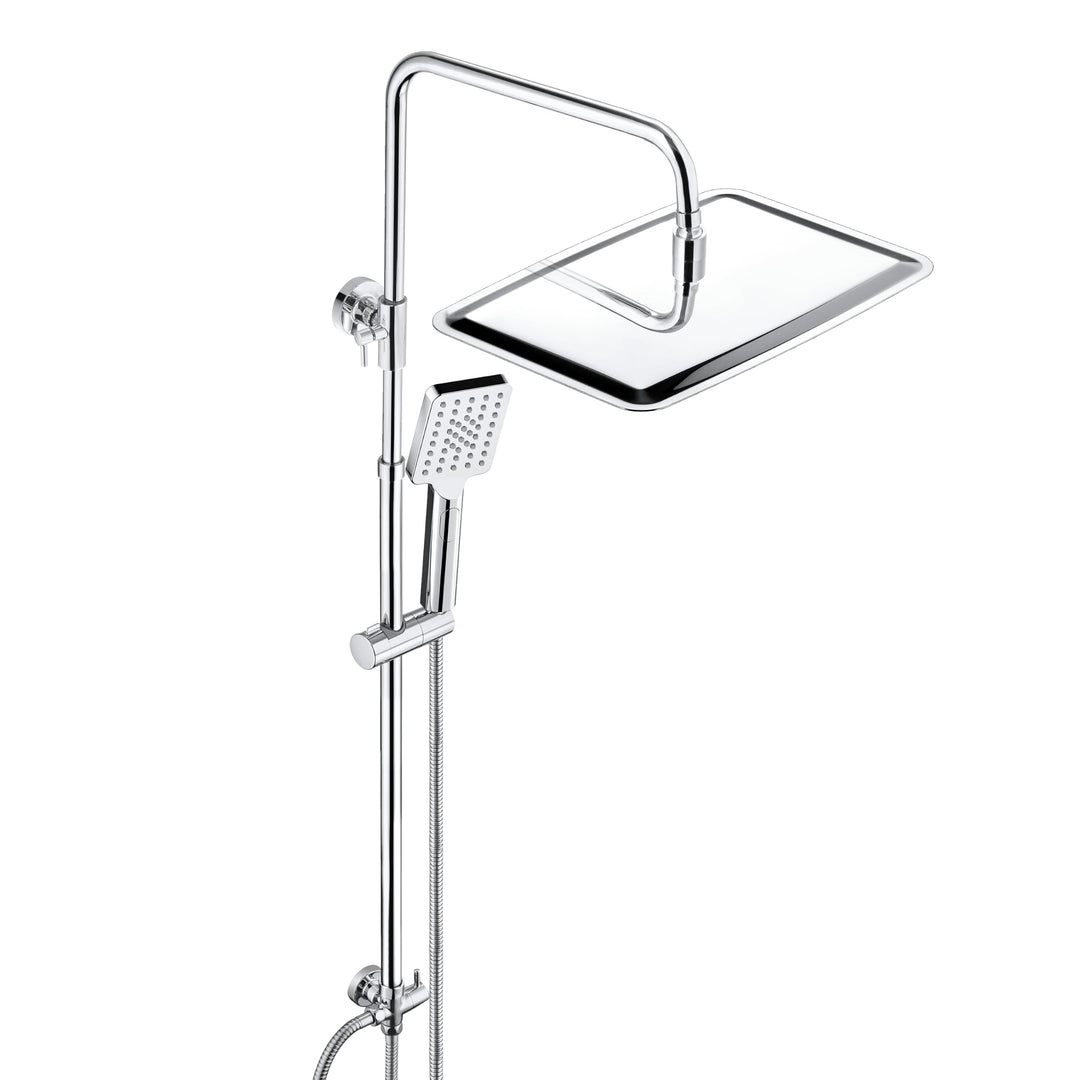 JOHO 304 Edelstahl Duschset Duschsystem Regenduschset mit Kopfbrause 35x25cm Chrom rechteckig 35x25c