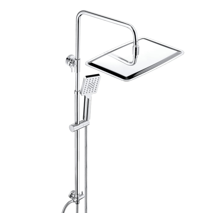 JOHO 304 Edelstahl Duschset Duschsystem Regenduschset mit Kopfbrause 35x25cm Chrom rechteckig 35x25c