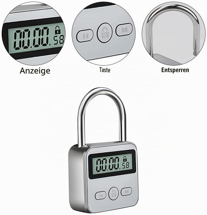 CJBIN Digitale Zeitschloss, Time Lock mit LCD-Display, Küchensafe Zeitschloss Wiederaufladbares USB