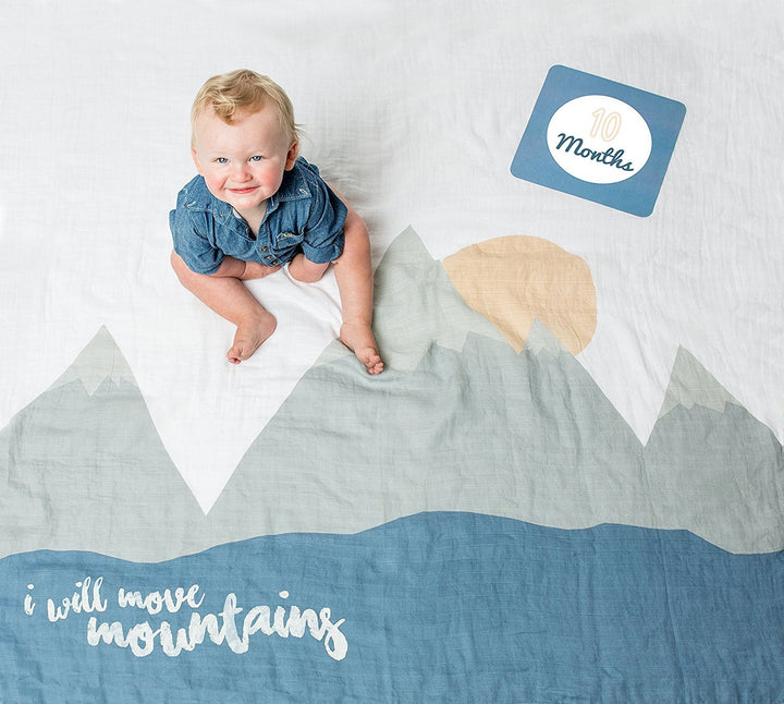 lulujo Baby's First Year Meilenstein-Decke und Karten-Set | 101,6 x 101,6 cm (I Will Move Mountains)