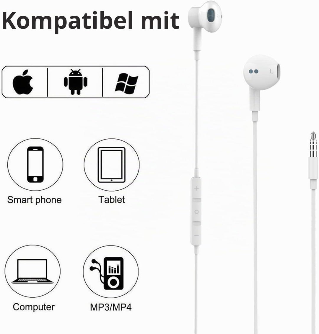 Hochauflösende In-Ear-Kopfhörer mit Kabel, extra Bass, geräuschisolierend, mit Mikrofon, für iPhone,