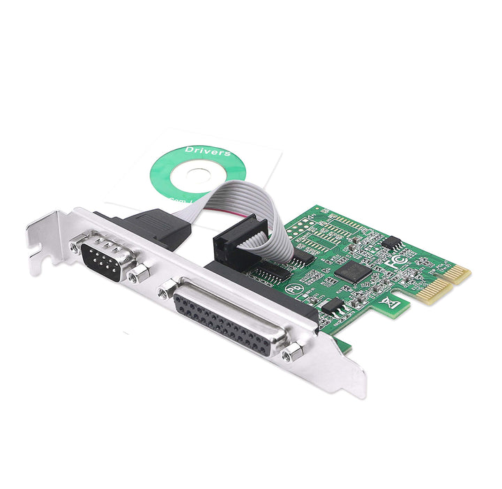 CERRXIAN PCIe auf RS232 Combo Seriell Parallel Erweiterungskarte DB9 Seriell+DB25 Parallel zu PCI-E