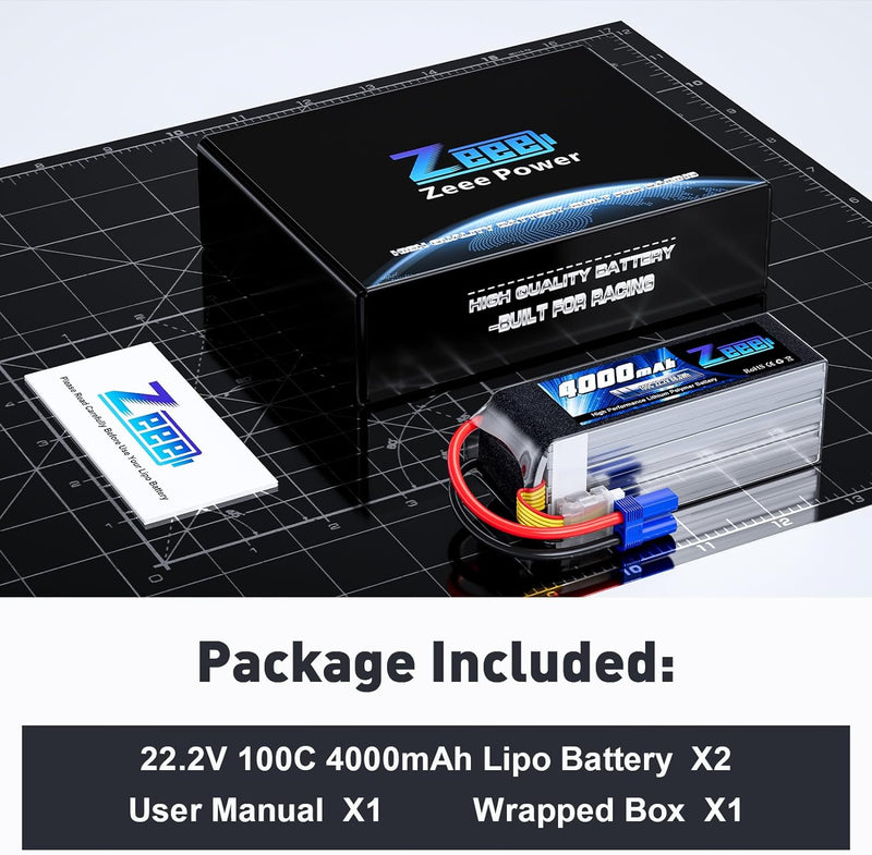 Zeee 6S Lipo Akku 4000mAh 22,2V 100C RC Batterie mit EC5 Stecker für RC Car RC Truck RC Auto Boot He