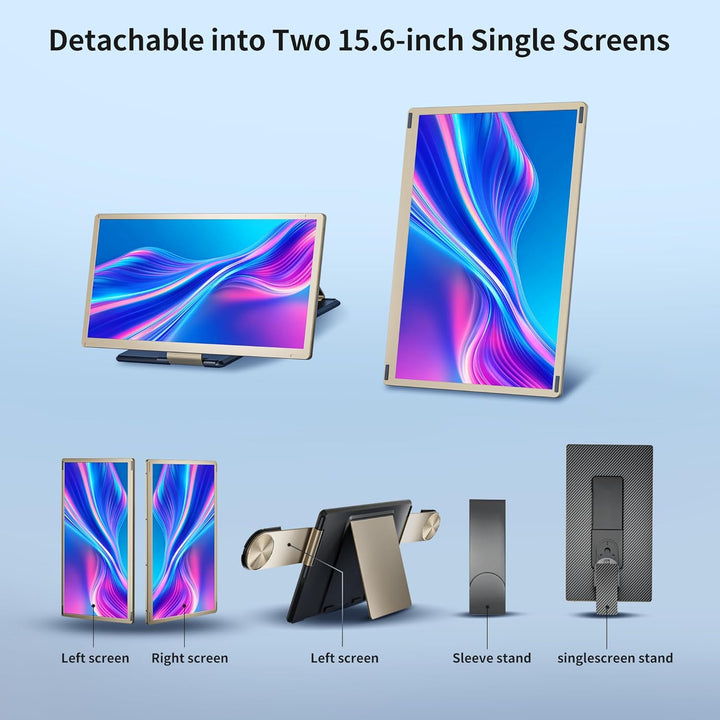 Laptop Screen Extender, Laptop Monitor Erweiterung, Triple Monitor, HDMI/USB-A/Type-C Plug & Play Sc
