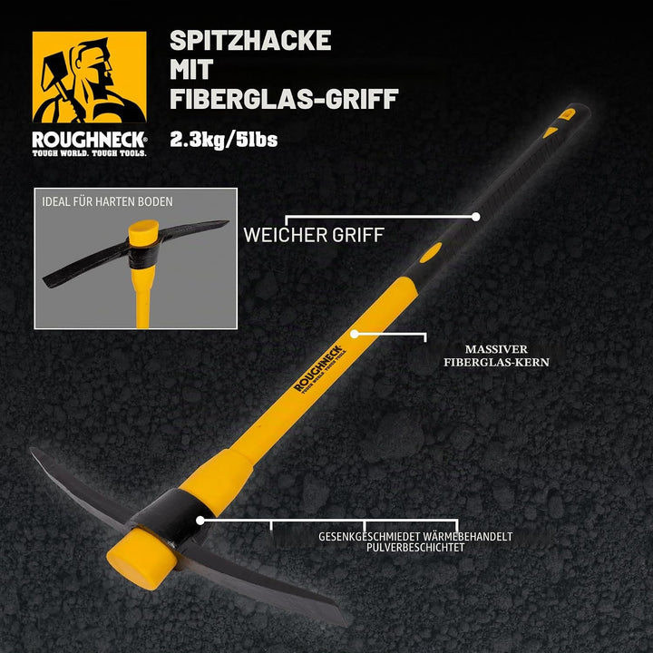 Roughneck ROU64352 Pick Axe With Fibreglass Handle 5lbs/2.27kg Modern, Modern