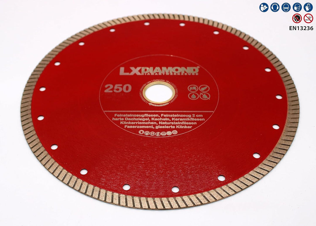 LXDIAMOND Diamant-Trennscheibe 250mm x 25,4mm für 2-3 cm für Feinsteinzeug Terrassenplatten Feinstei