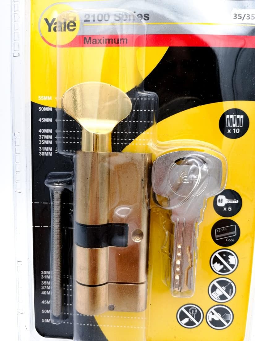 Yale 2100-Serie Euro-Profilzylinder (patentiert) – Daumendreher – 35/35 – CK – Messing poliert – Bli