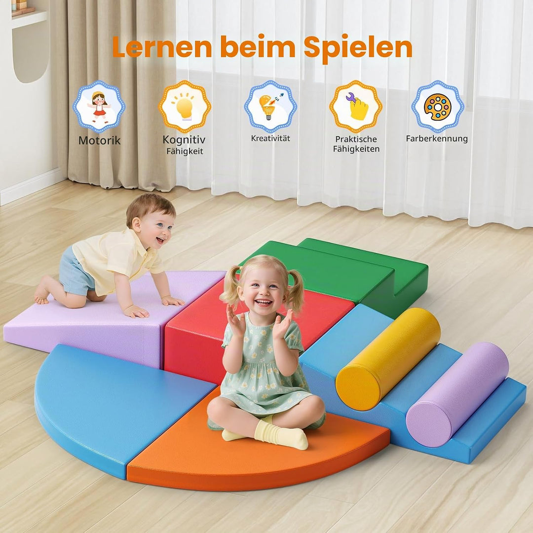 Baby-Schaumstoffbausteine, Softplay-Set für Kleinkinder von 1–3 Jahren, Baby-Kletterturm mit Rutsche