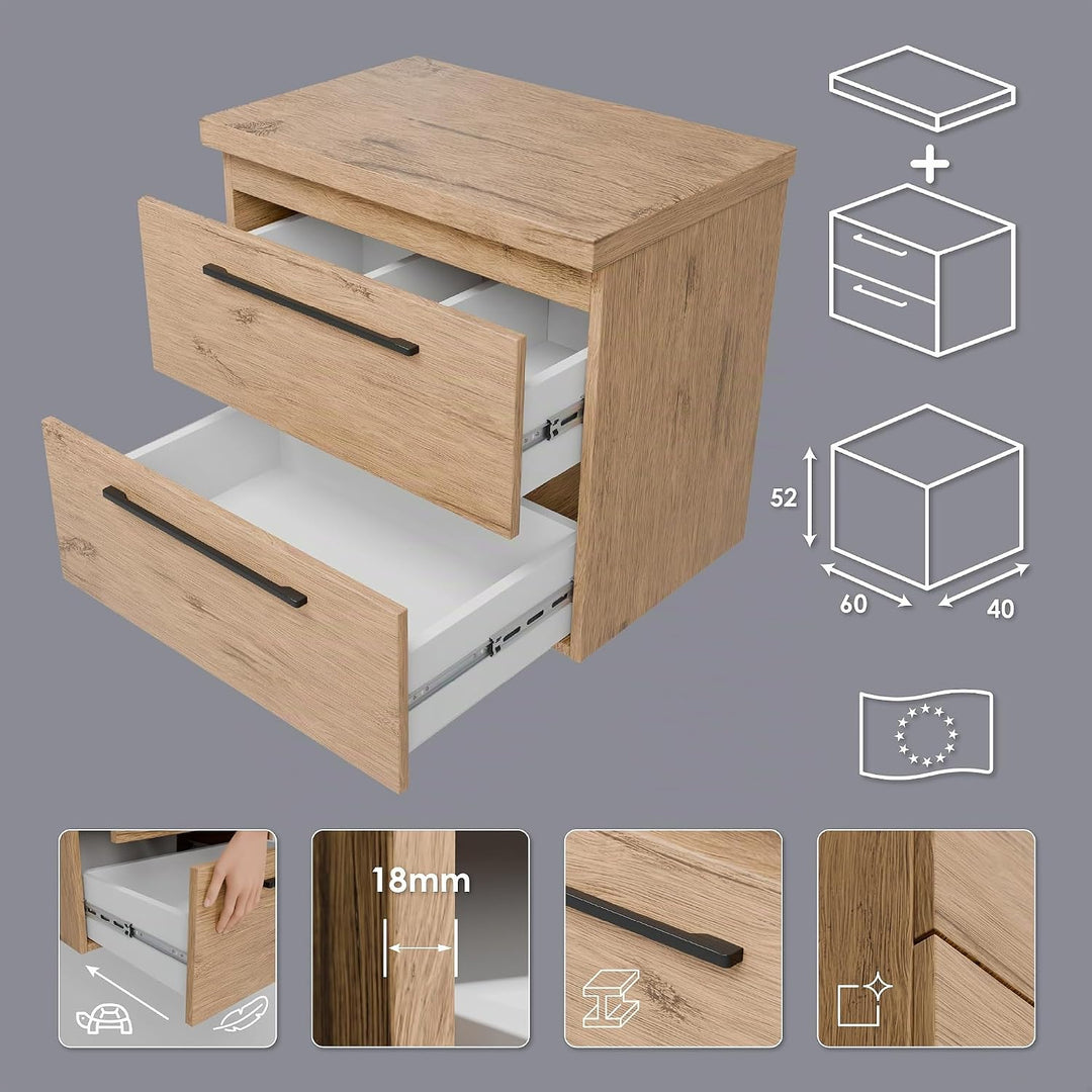 paplinskimoebel - Waschbeckenunterschrank Girona Top 80 cm, Unterschrank mit Arbeitsplatte, Badschra