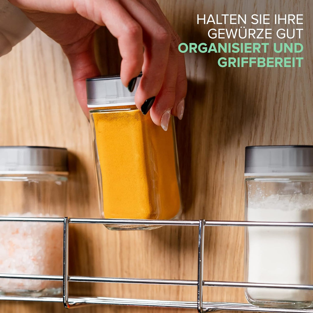 Copa 4-Etagen Gewürzregal Chrom - Gewürzregal hängend - Wand Spice Rack für 4 x 8 Gewürze - Hängende