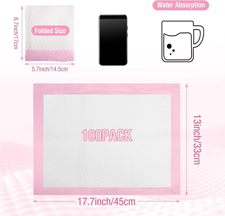 100 Stück Wickelunterlage Einweg, 33 x 45cm Baby Changing Mat für Unterwegs, Inkontinenzunterlage Wi