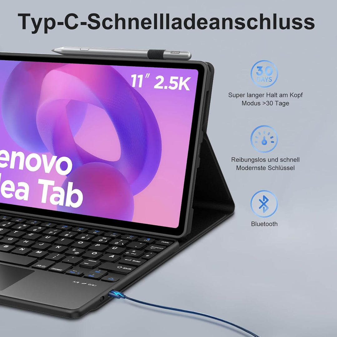 FOGARI Trackpad Tastatur für Lenovo Idea Tab 11 Zoll 2025/K11 Gen 2, Kabellose Abnehmbarer Multi Tou