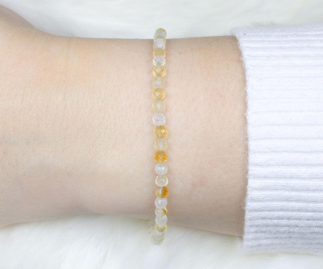 Echtes Edelstein Armband mit facettierten 3mm Perlen - verschiedene Längen - Heilstein Schutzstein E