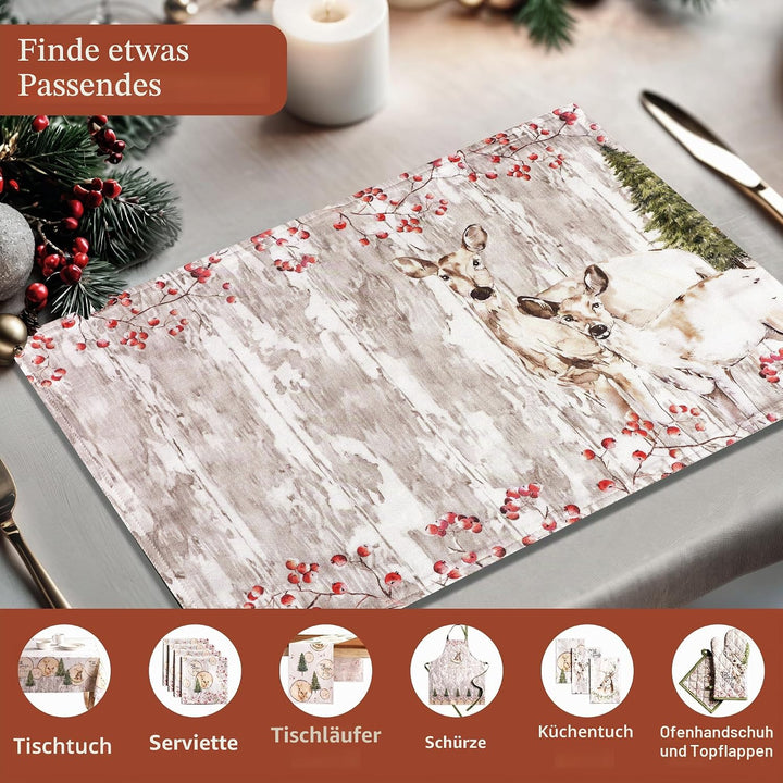 Maison d' Hermine Tischset, 100% Baumwolle Set mit 4, dekorative Oster-Tischsets, waschbare Stoff-Ti