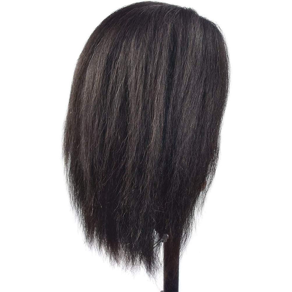 Afro-Mannequin-Kopf aus 100% Echthaar, Friseur-Trainingskopf für Kosmetologie, Puppenkopf (Tischklem