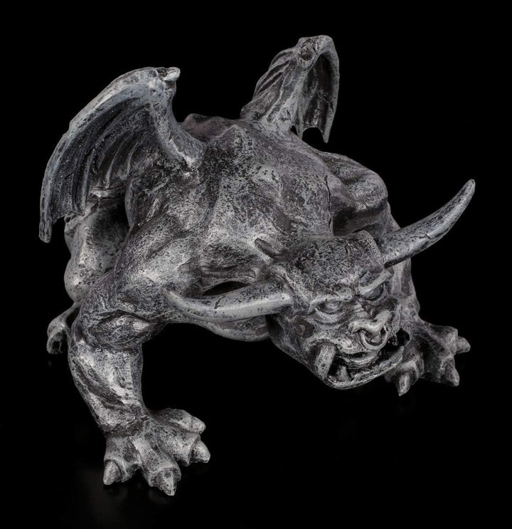 Figuren Shop GmbH Schwarze Gargoyle Gothic-Figur - Teufelskerl | Fantasy Garten-Figur, handbemalt, B