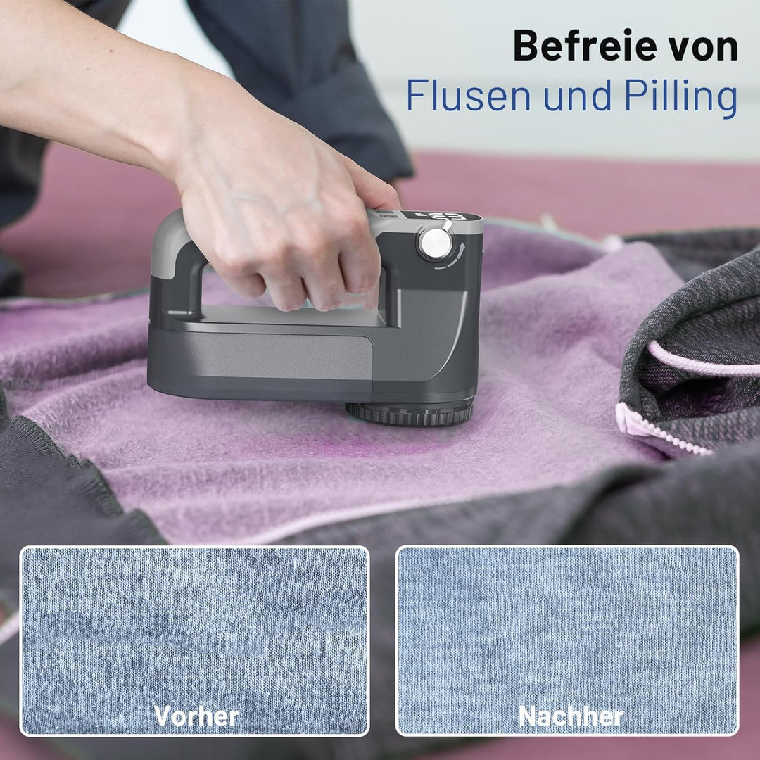 BEAUTURAL Fusselrasierer, Wiederaufladbarer Flusenentferner Elektrisch, 3 Geschwindigkeiten, 6-Kling
