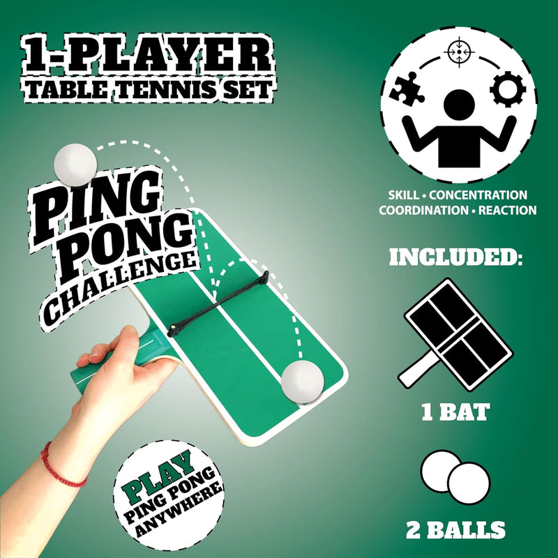 Schildkröt Ping Pong Challenge Tischtennis-Set, 1 Schläger in Form einer kleinen Tischtennisplatte,