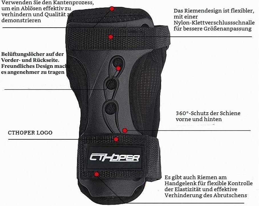 CTHOPER Handgelenkschoner Inliner, Skating Snowboard Handschutz Protektoren Erwachsene für Handschuh
