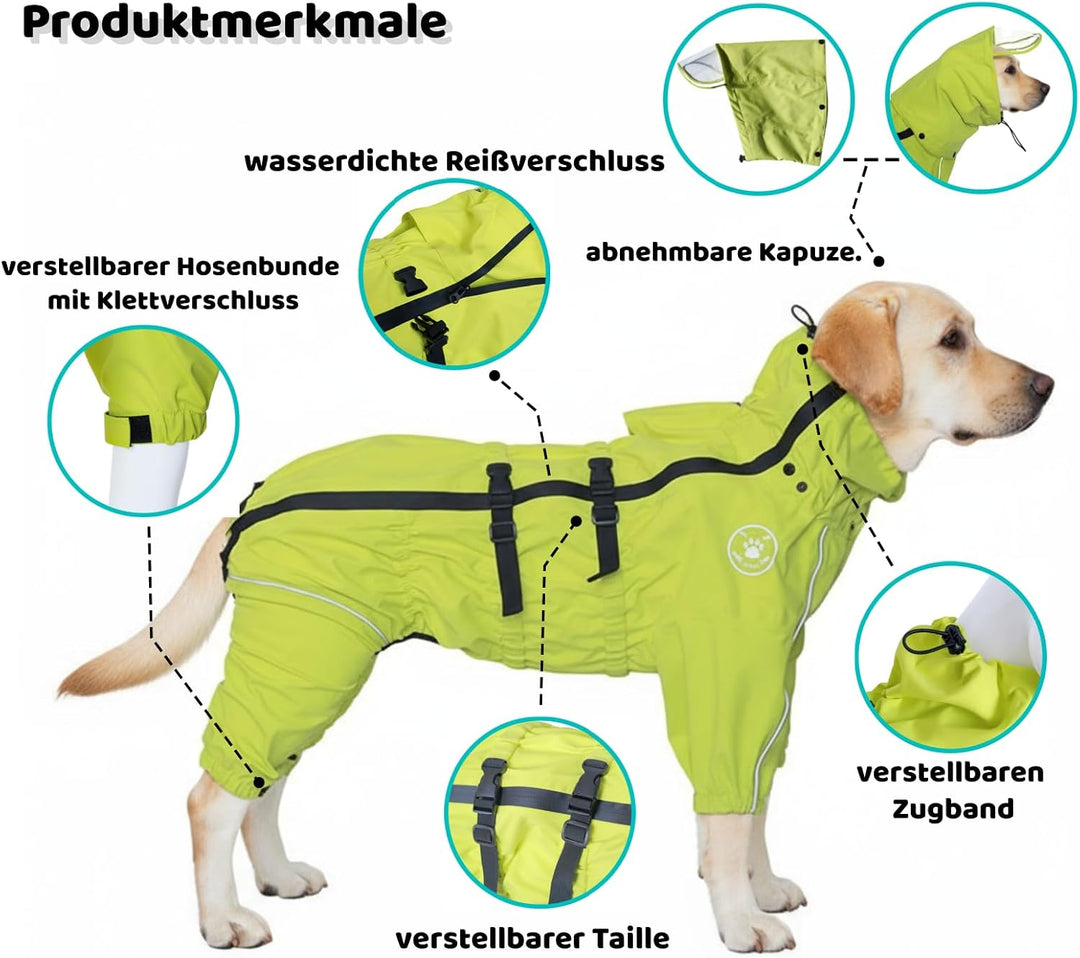 Wasserdichter Hunderegenmantel Leichter hundepullover mit integrierten beinabschlüssen und Abnehmbar