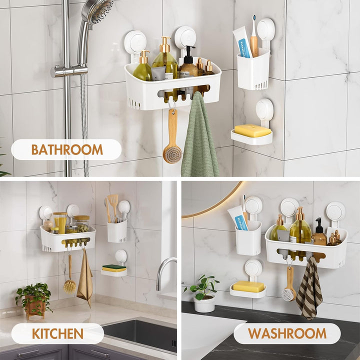 LEVERLOC Duschablage ohne Bohren mit Saugnapf Stabiles Badezimmer Regal aus Edelstahl, Wasserdicht &