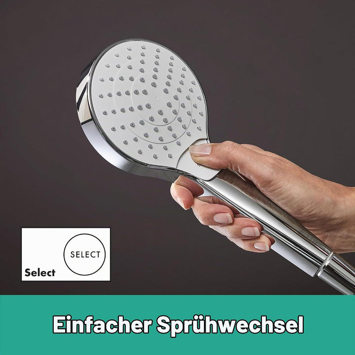 hansgrohe Croma Select S Thermostatset 0,65m, 3 Strahlarten, Weiss/Chrom, Weiss/Chrom