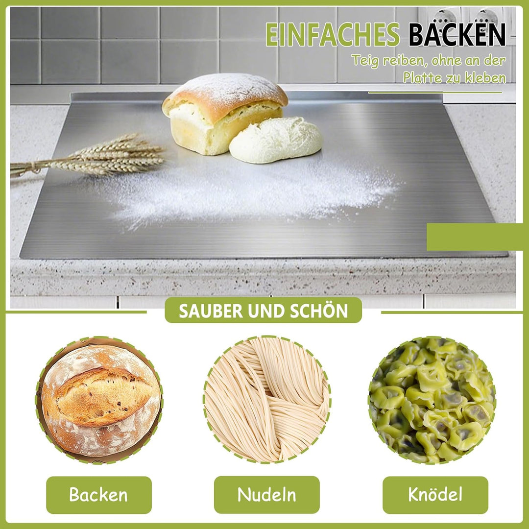 Edelstahl Schneidebrett 304- Edelstahl Knetplatte zum Kneten von Pizza, Brot, Kuchen, beidseitig mit