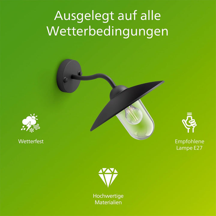 Philips myGarden Hammock Wandleuchte, 1x60W, Schwarz