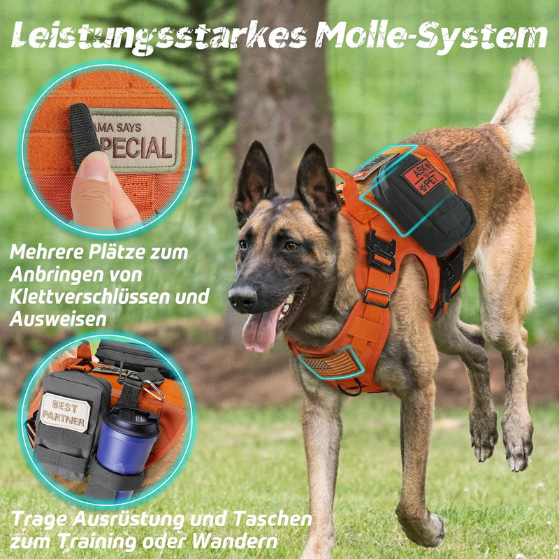 rabbitgoo No Pull Hundegeschirr Mittlere Grosse Hunde, Taktische Brustgeschirr mit MOLLE Griff Metal