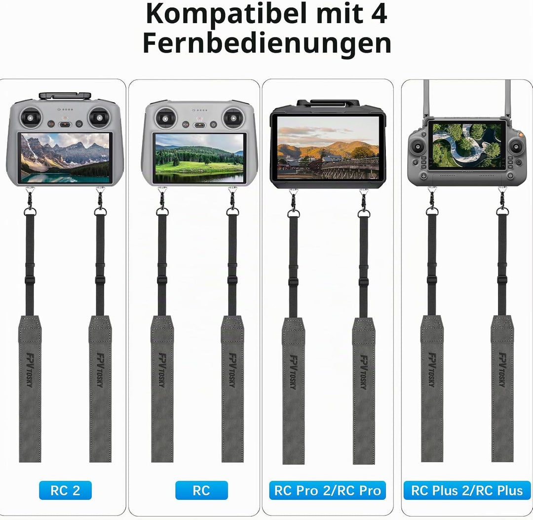FPVtosky Lanyard Gurt für DJI RC/RC 2/RC Pro 2/Plus, Verstellbar aus Leder | Komfortables PU-Leder,