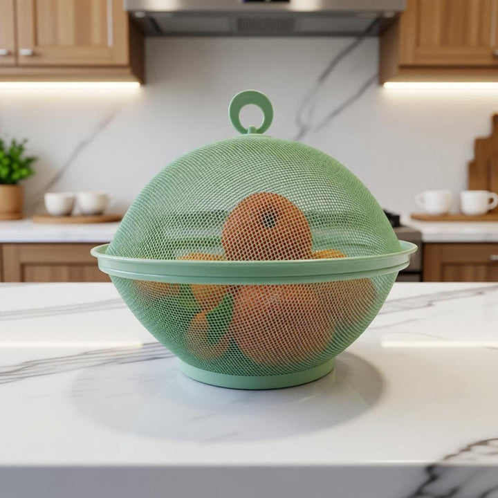Obstschale mit Deckel, Obstkorb aus Metall - Netz-Obstschalen in Mehreren Farben, Langlebiger & Deko