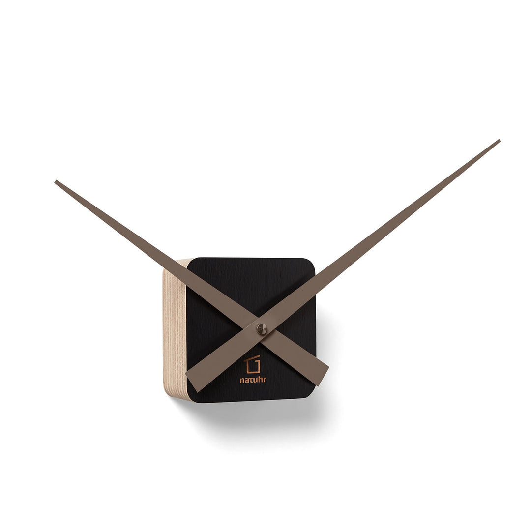 Natuhr Wanduhr Zeigeruhr Minor - Schwarze Designuhr Holz nur Zeiger modern ø40cm (Zeiger braun), Bra