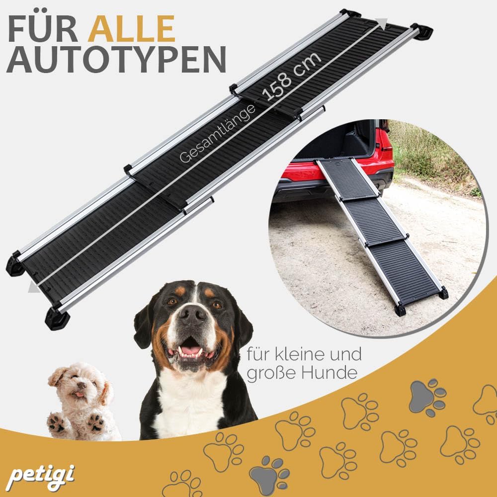 Auswahl Hunderampe für Auto, Aluminium, Hunde Rampe, Hundetreppe, SUV, rutschfest, Belastbarkeit 70