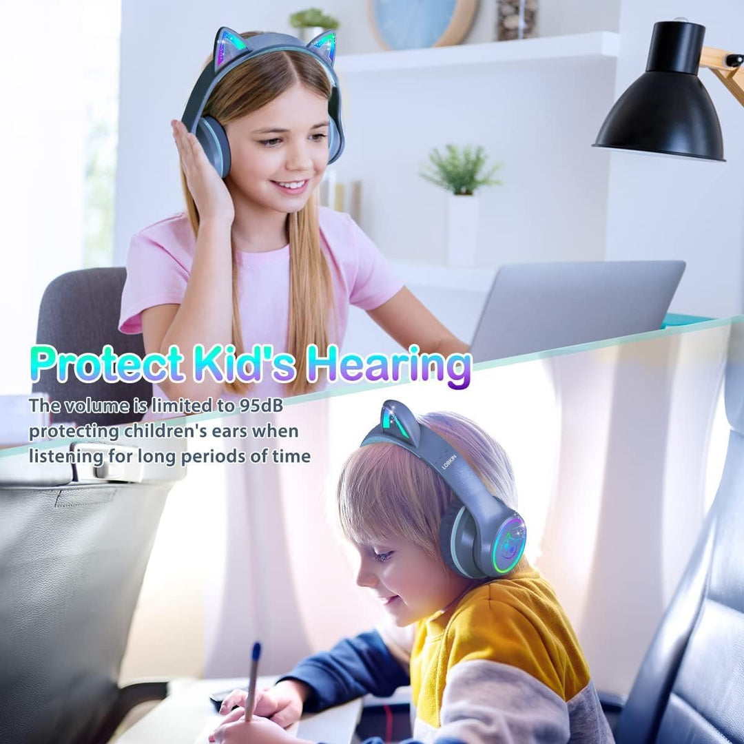 LOBKIN Kopfhörer für Kinder mit Tasche, Kabellos und Kabel Bluetooth, Faltbar Einstellbar Over Ear f