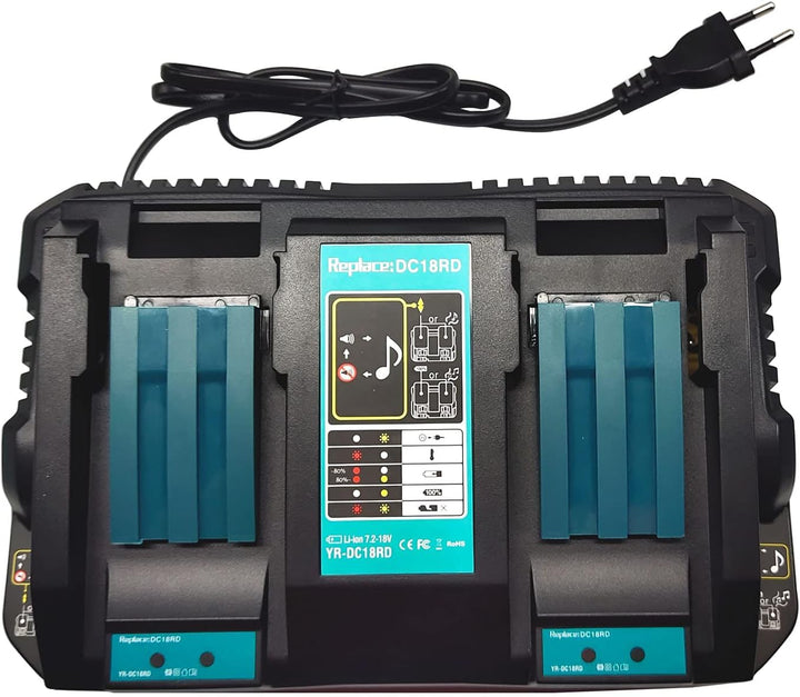 Ladegerät DC18RD 14.4V-18V Dual Port Schnellladegerät für Akku BL1850B BL1850 BL1860B BL1860 BL1840B