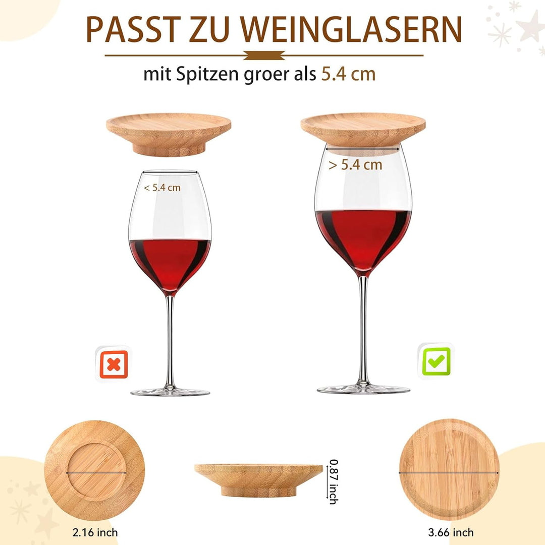 Generisch 10 Stück Weinglas Aufsatz,Charcuterie Brett Topper,Weinglas Topper Holz,Weinglas Topper,Un