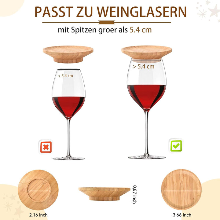 Generisch 10 Stück Weinglas Aufsatz,Charcuterie Brett Topper,Weinglas Topper Holz,Weinglas Topper,Un