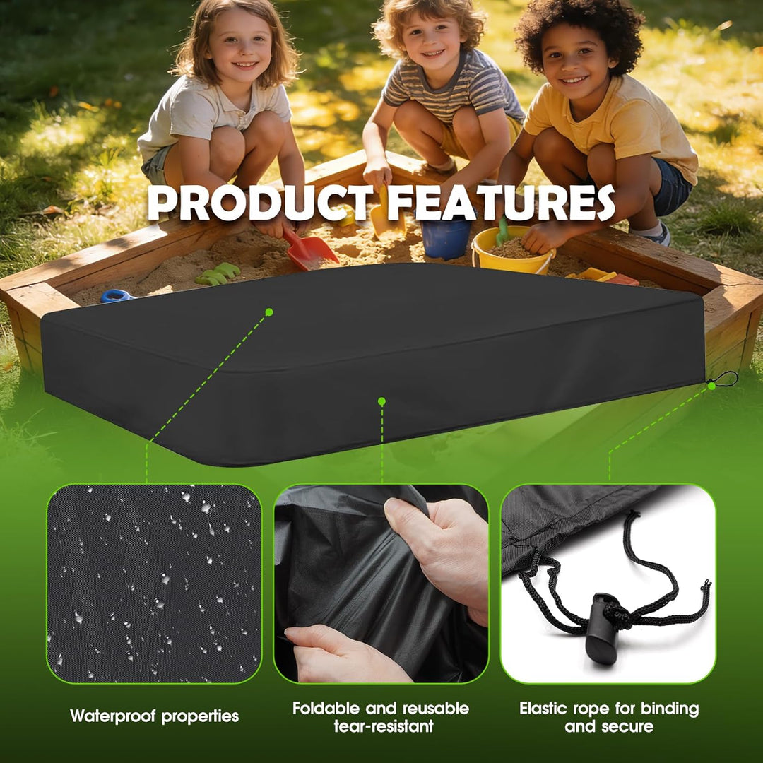 Sandkasten Abdeckung 155 x 155cm, 210D Oxford Sandkastenabdeckung, Abdeckplane Sandkasten mit Gummiz